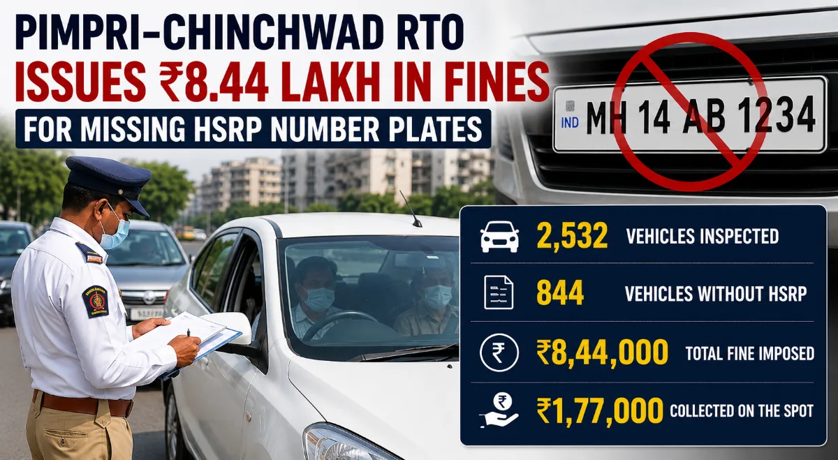Pimpri Chinchwad RTO Fines 844 Vehicles Without HSRP Number Plates.